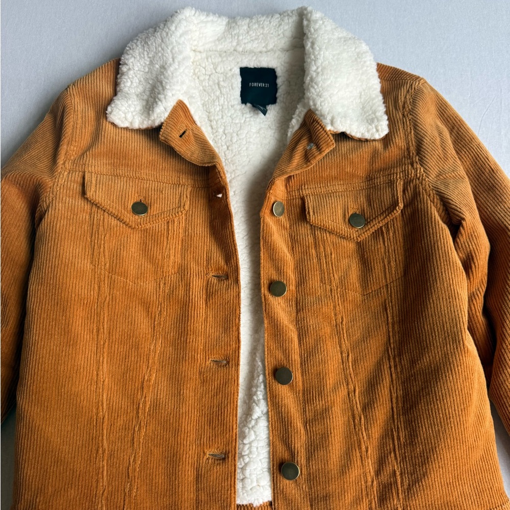 Forever 21 Orange Corduroy Sherpa Jacket View 5